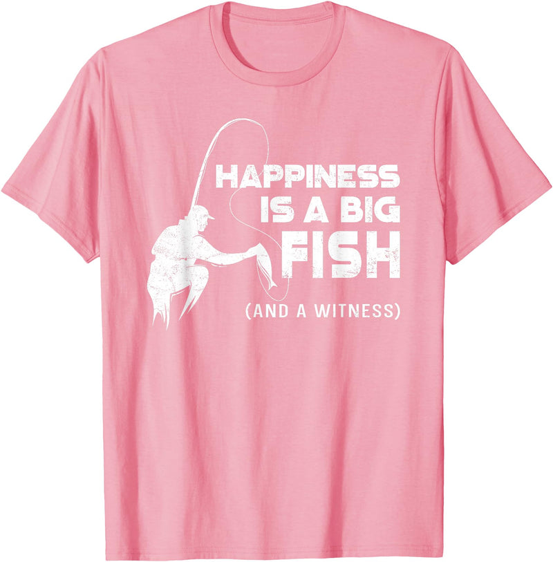 Fishing Fisherman Fisher DA0 Fishing Vintage Happiness Is A Big Fish And A Witness T-Shirt - Pink