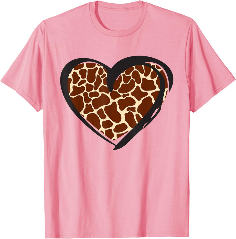 Giraffe Pattern Graphic Apparel Heart Giraffe Print for Giraffe Lover T-Shirt - Pink