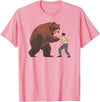 Outdoor lover funny outfits Bear Challenge - Funny Man Against Wild Bear Fighting T-Shirt - Pink