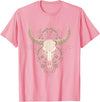 Distressed Texas Apparel Cow Skull Cowgirl Cowboy Vintage Men Woman T-Shirt - Pink