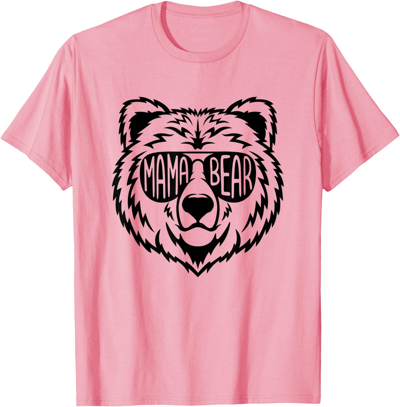 Funny Mothers Mama Bear Face Mama Bear Face Sunglasses Mother Mom Mommy T-Shirt - Pink