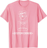 Dog Pig Loaf of Bread Funny Monchi Pug Slogan Dog Pig Loaf of Bread System Error Monchi the Pug Robot T-Shirt - Pink