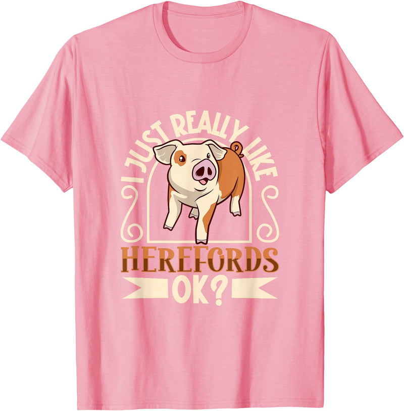 Creative Hereford Pig Designs I Love My Hereford Pig T-Shirt - Pink