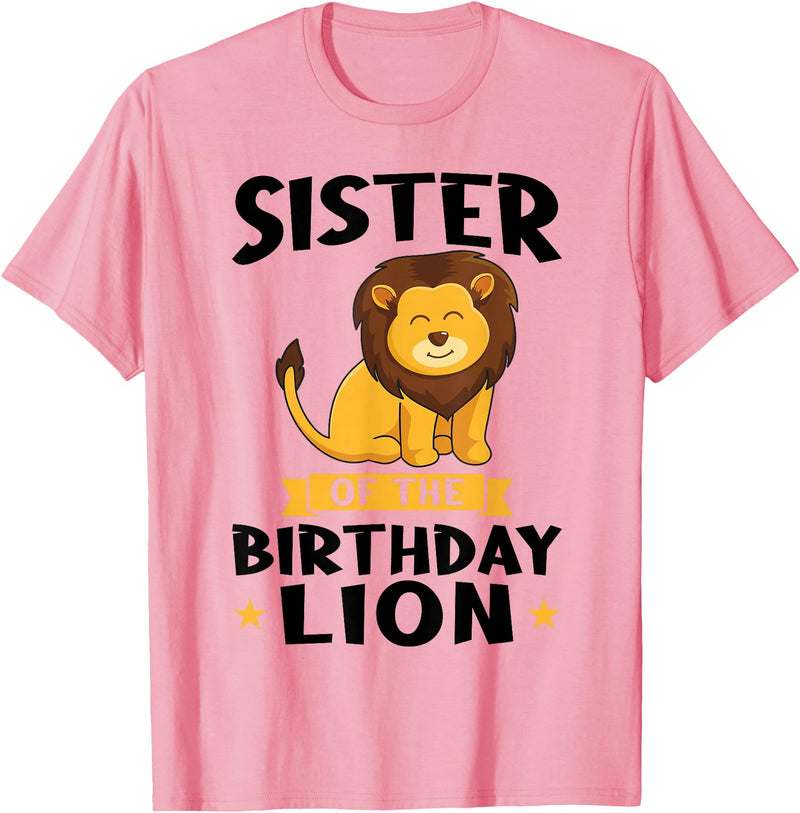 lion sister Gifts sister of the birthday lion birthday T-Shirt - Pink