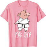 Funny Pig Pun Shirts Pork Chop - Funny Pig Animal Pun Karate T-Shirt - Pink