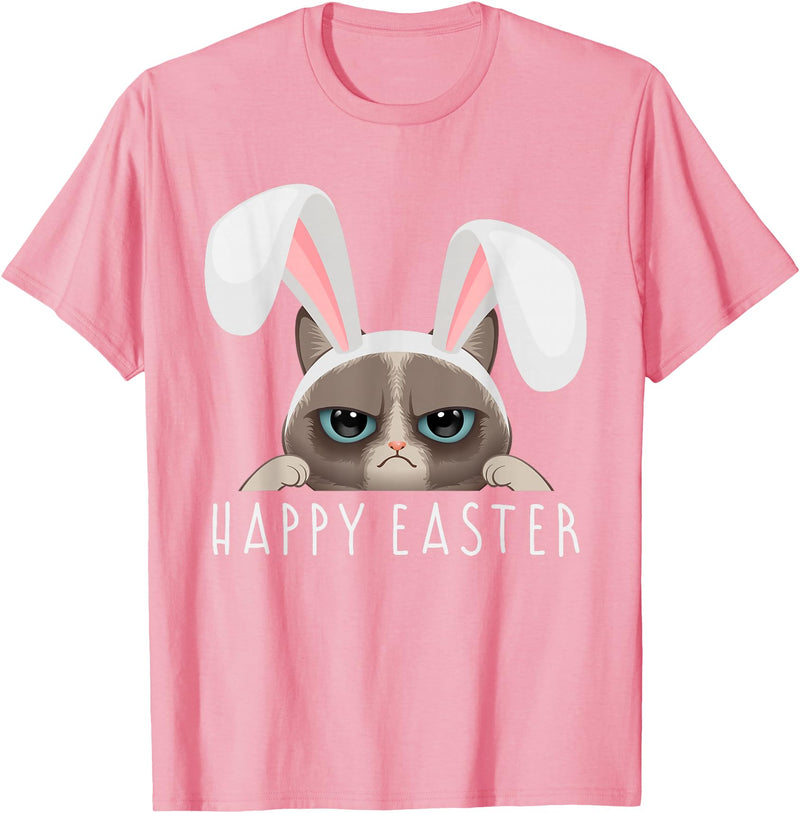 Happy Easter Bunny Funny Pajama Dress Cat Party Cute Rabbit T-Shirt in Pink