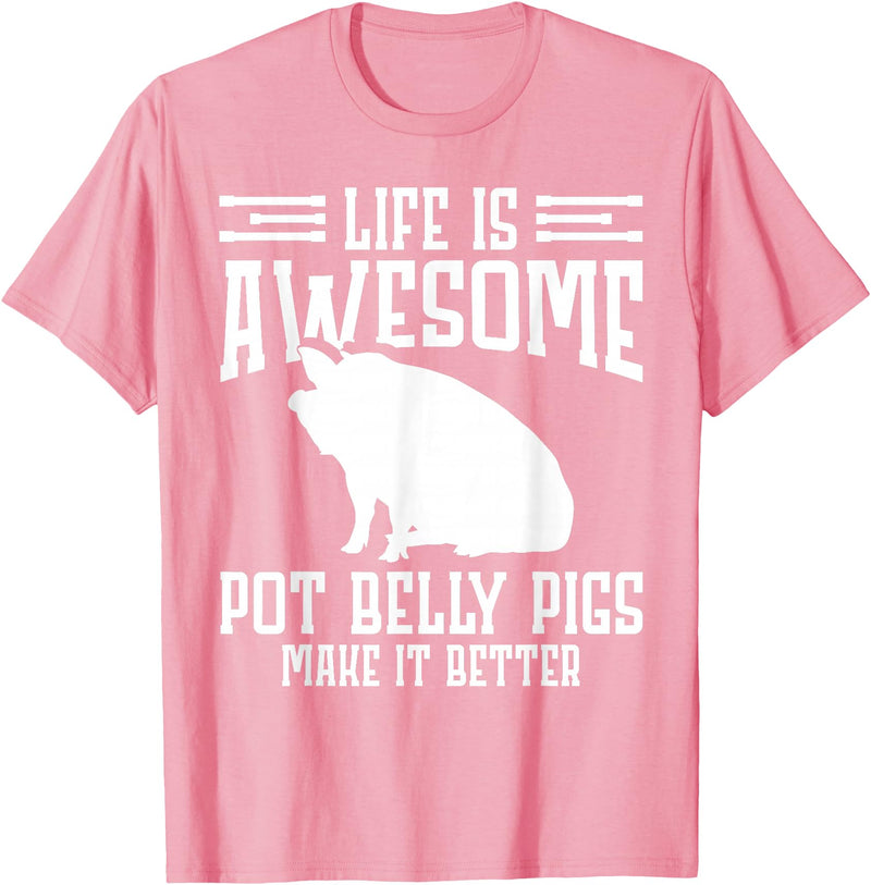 Pot Belly Pig Clothing & Pig Stuffed Animal Pot Belly Pig Enrichment Toys Pig Food Pot Belly Pig Lover T-Shirt - Pink