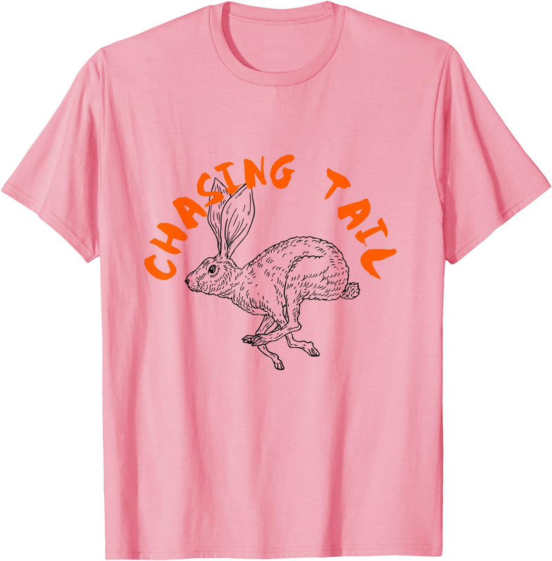 Rabbit Hunter -Chasing Tail -Hunting Cottontail -Beagle Dog T-Shirt in Pink