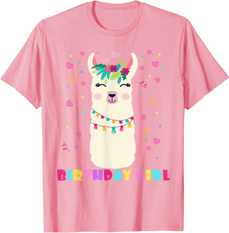 Llamazing Birthday Party Outfit Llama Lovers Birthday Girl Cute Llama Alpaca Kids Llamazing T-Shirt - Pink