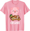 Cute Pig Eats Sushi Japanese Food Lover Cute Kawaii Pig Eats Sushi Japanese Food Lover Otaku T-Shirt - Pink