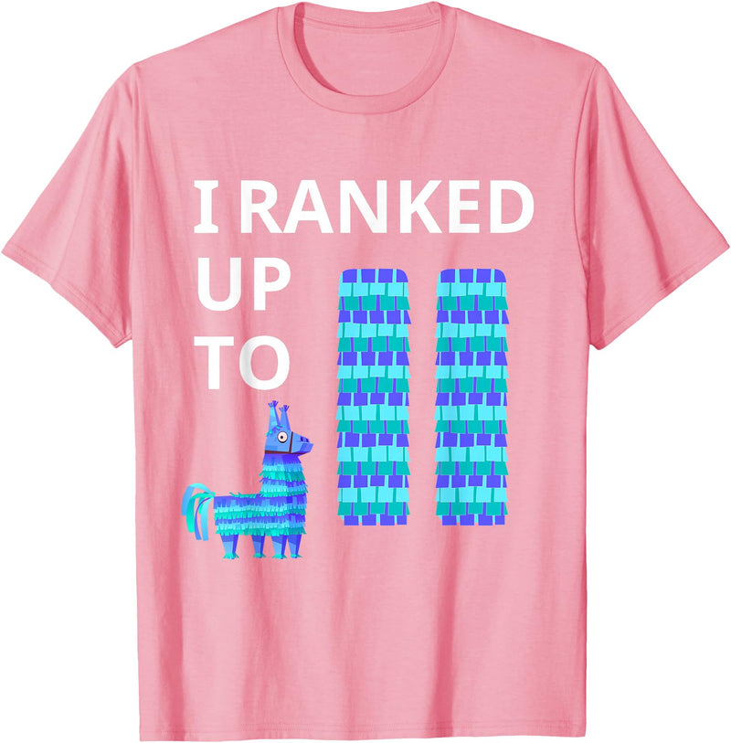 I Ranked Up To 11 Birthday Video Game Llama Piñata Birthday T-Shirt - Pink