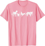 Farmer Farm Animal Lover Gifts Goat Chicken Pig Agriculture Heartbeat Farm Animals T-Shirt - Pink