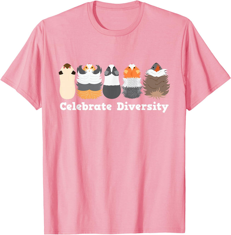 Celebrate Diversity Funny Cute Stuffs for Guinea Pig Lovers T-Shirt - Pink