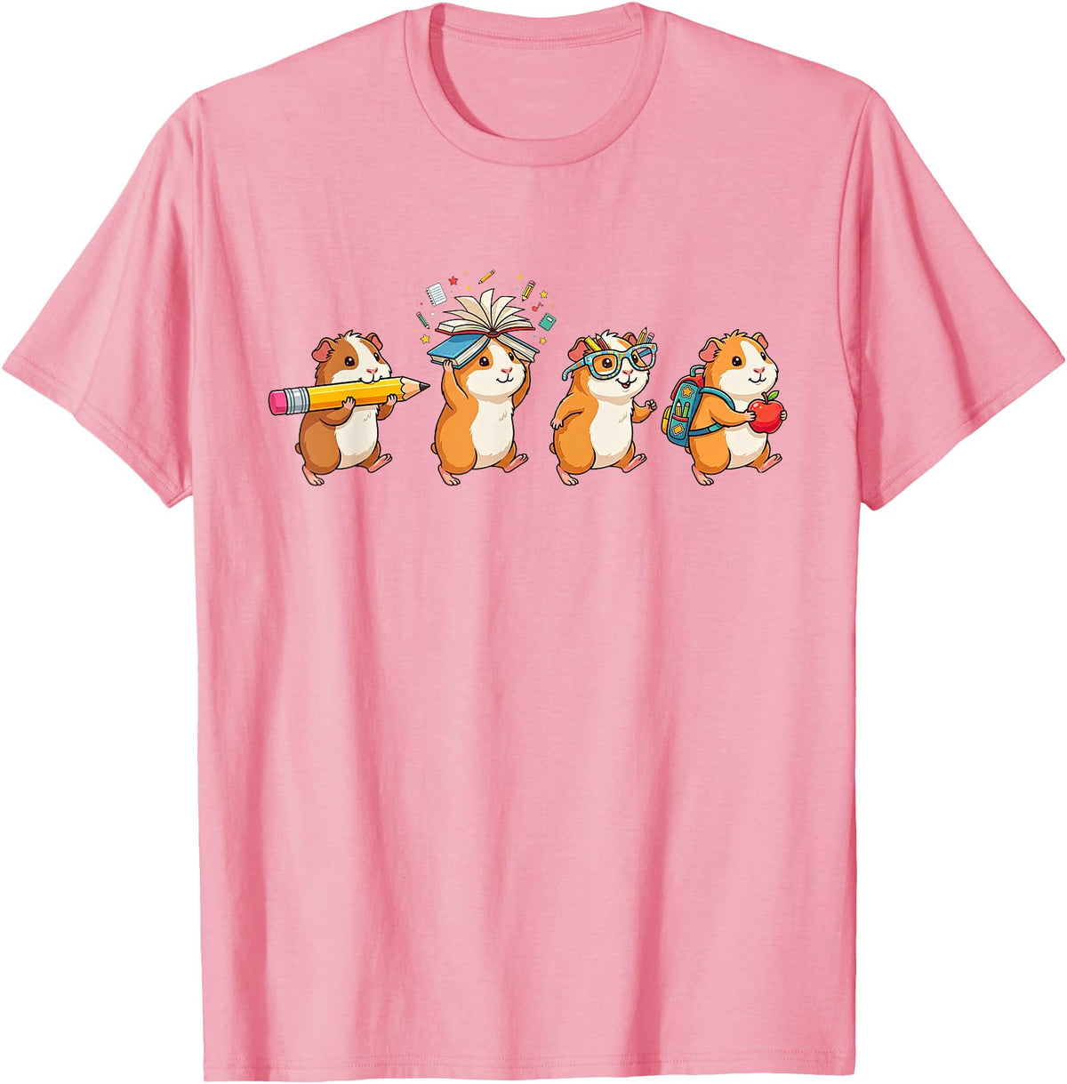 Cute Guinea Pig Lovers First Day of School Costume Funny Guinea Pig Back to School Teacher Student T-Shirt - Pink