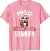 Cute Hereford Cow Family Apparel Proud Hereford Cow Grandpa T-Shirt - Pink