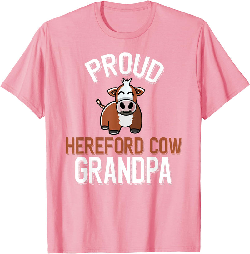 Cute Hereford Cow Family Apparel Proud Hereford Cow Grandpa T-Shirt - Pink