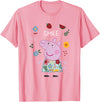Peppa Pig Smile Cute Flowers & Fruit Full Body Portrait T-Shirt - Pink