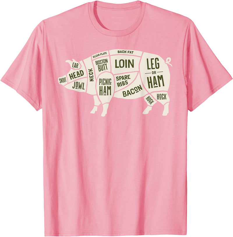 Pig & Pork Butcher Diagram Tees Pig & Pork Butcher Diagram Bacon Lover - T-shirt T-Shirt - Pink