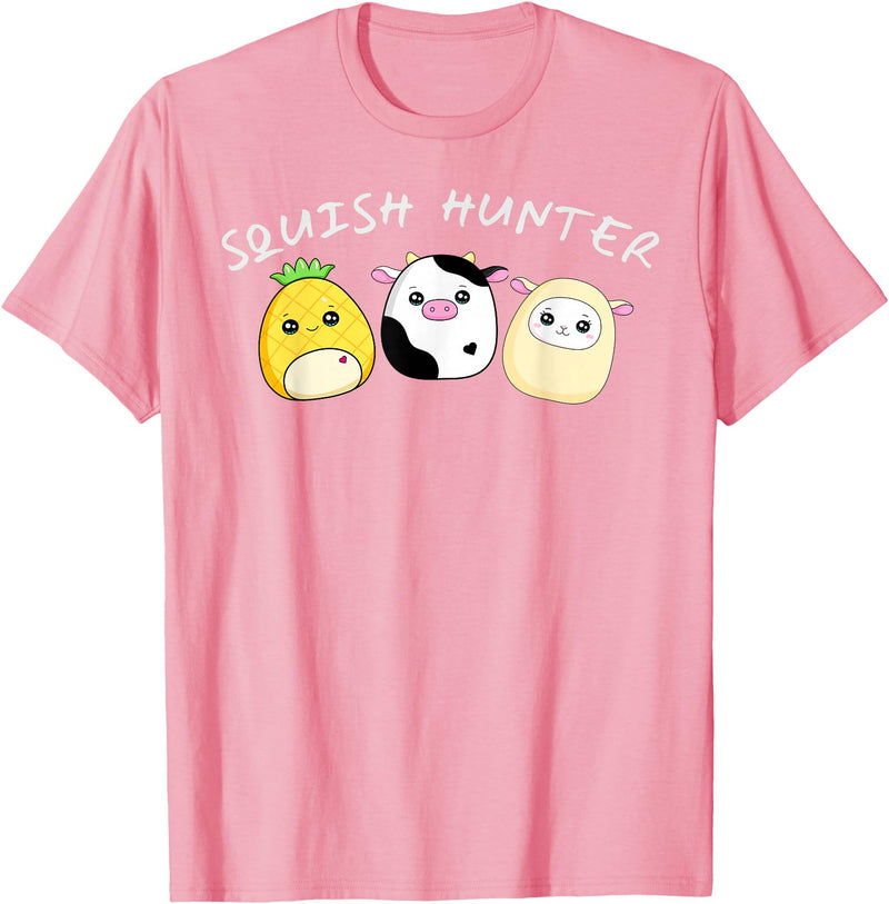 Funny anime designs Squish Hunter Cute Animals Pineapple Cow Lamb T-Shirt - Pink