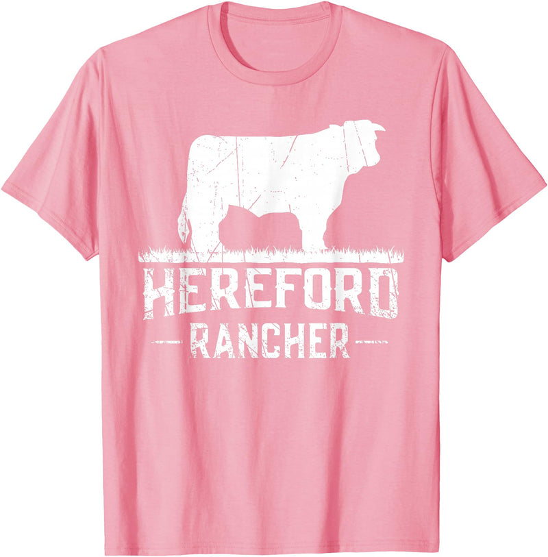 Farm and Hereford Cow for Men and Cattle Clothing Hereford Rancher - Hereford Cow For Cattle Farmer T-Shirt - Pink