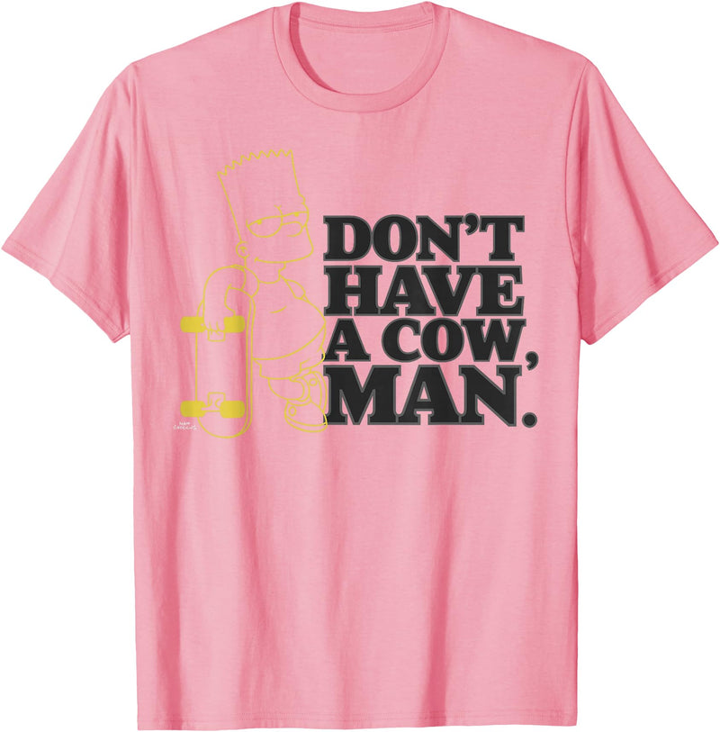 The Simpsons Dont Have a Cow, Man Bart Simpson Skateboard T-Shirt - Pink