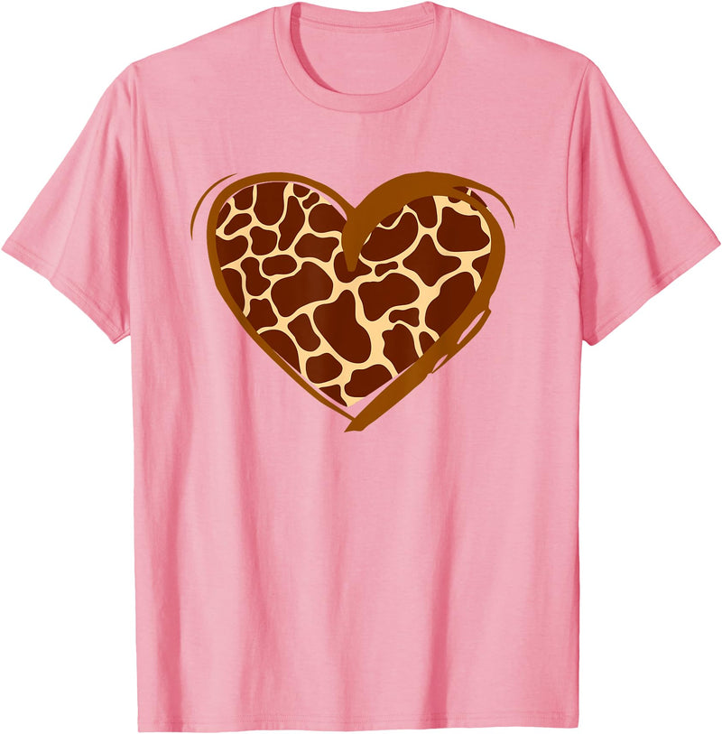 Animal Giraffe Print Clothing Heart Giraffe Pattern for Giraffe Lover T-Shirt - Pink