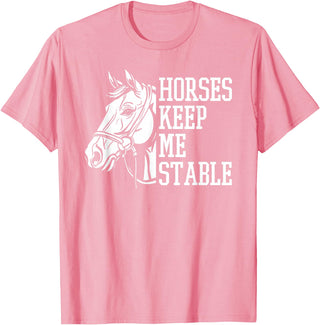 Horse Riding Gifts & Accessories Horse Riding Word Play Rider - Horses Keep Me Stable T-Shirt - Pink
