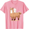 Funny Llama Alpaca Animal Lover Gifts Clothing Llama Alpaca Cat T-Shirt - Pink
