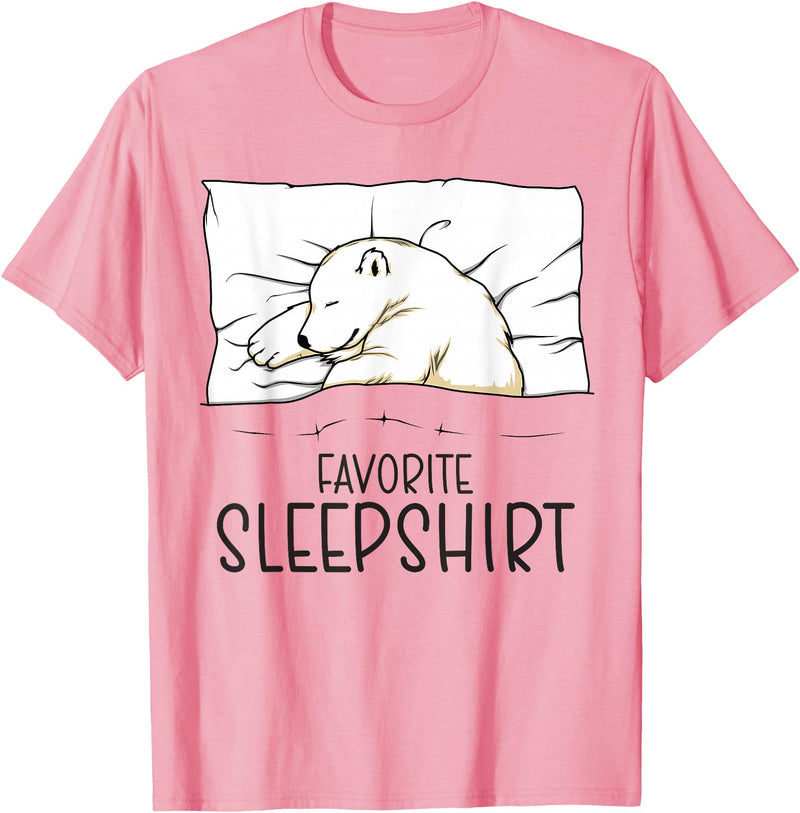 Sleeping & Napping Shirt Gifts For Nap Lovers Favorite Sleepshirt, Napping Polar Bear Pajama T-Shirt - Pink