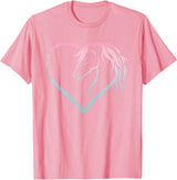 Horse Girl Designs Women I Love My Horses Riding Heart With Horse Head For Horseback Riding Horse T-Shirt - Pink