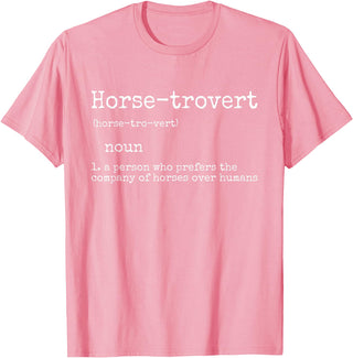 Horse By Design Tee Company Horse Gifts for Women Men Funny Equestrian Horse-trovert T-Shirt - Pink