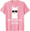 No Drama No Pob-Llama Alpaca Gifts No Drama Llama Alpaca with Sunglasses Llama Lovers Gift T-Shirt - Pink