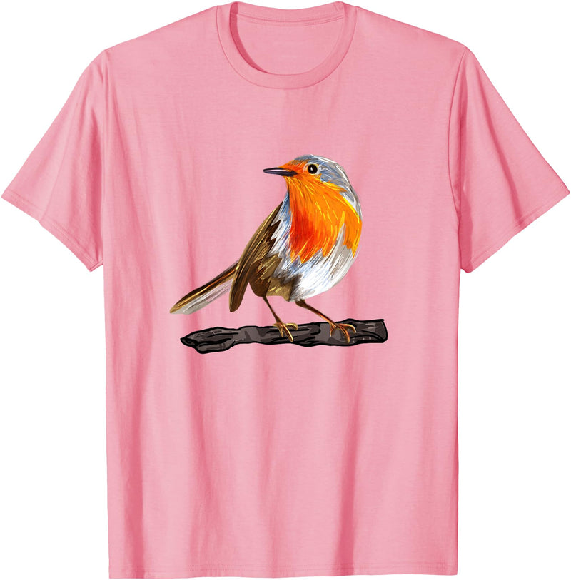 Robin Bird Ornithology Nerd Birding Watcher Robin Bird T-Shirt - Pink