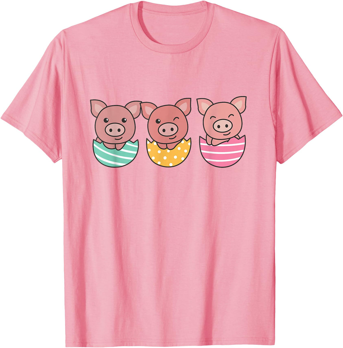 Cute Animals For Easter For Kids Happy Easter Cute Pig At Easter With Easter Eggs T-Shirt - Pink
