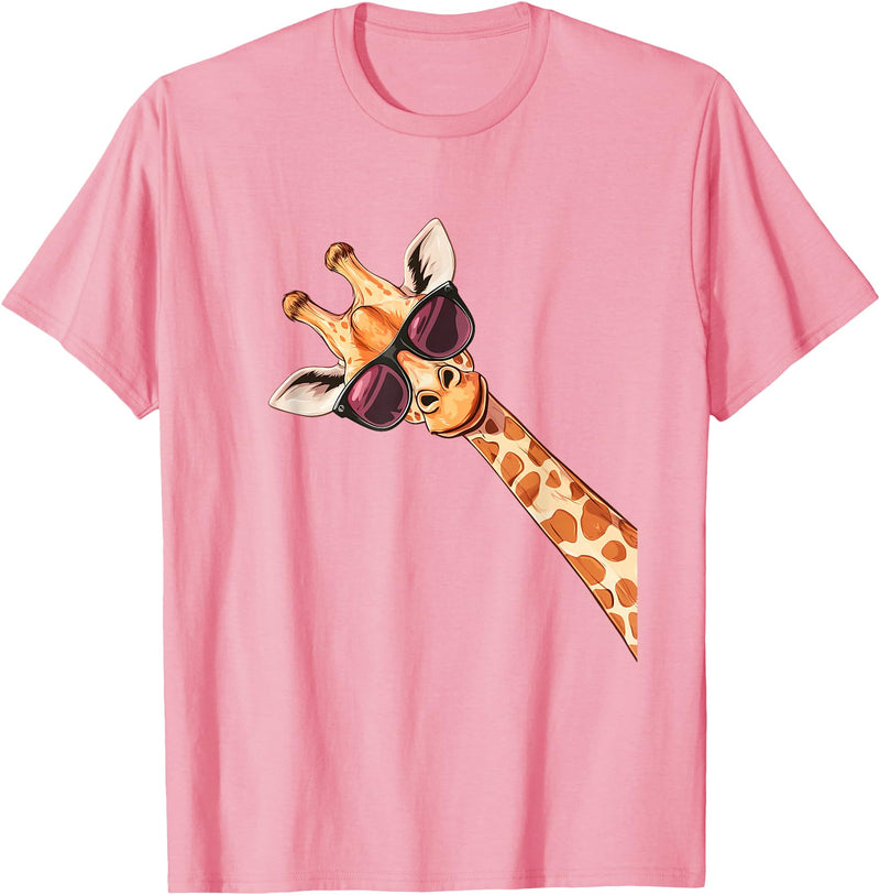 ÄGiräffeCo. Funny Giraffe Sunglasses T-Shirt - Pink