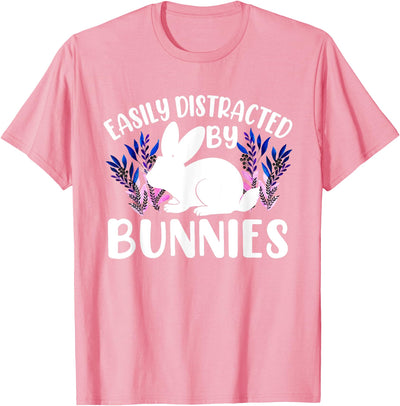 Easily Distracted by Bunnies Rabbit Silhouette T-Shirt