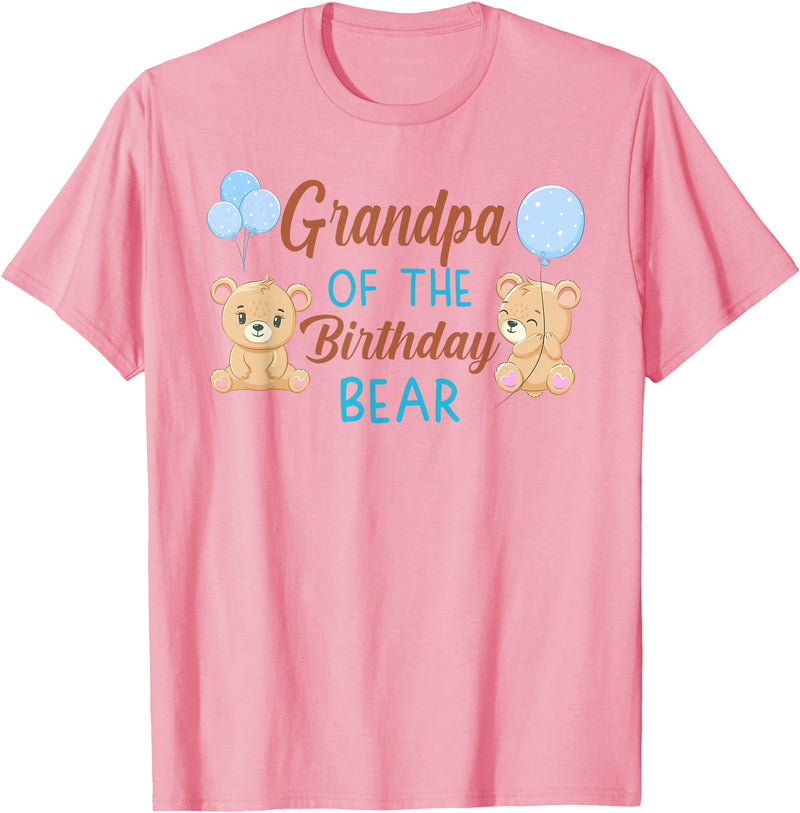 Family Birthday Bear Gifts Grandpa of The Birthday Boy Bear 1st Birthday Party Boy T-Shirt - Pink