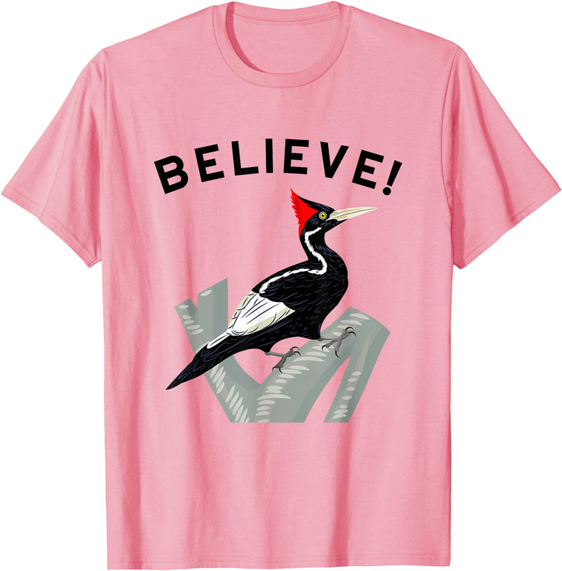 Birdwatching Gifts for Birders Endangered Ivory-Billed Woodpecker T-Shirt - Pink