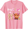 Highland Cow Birthday Gift For Girl Boy Holy Cow I'm 11 Year Old Birthday Highland Cow 11th Bday Kid T-Shirt - Pink