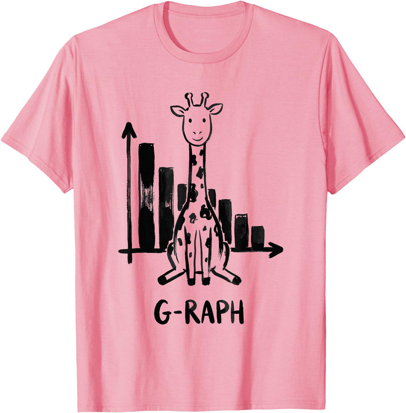 Giraffe Graph Statistics Math Teacher Pun T-Shirt - Pink