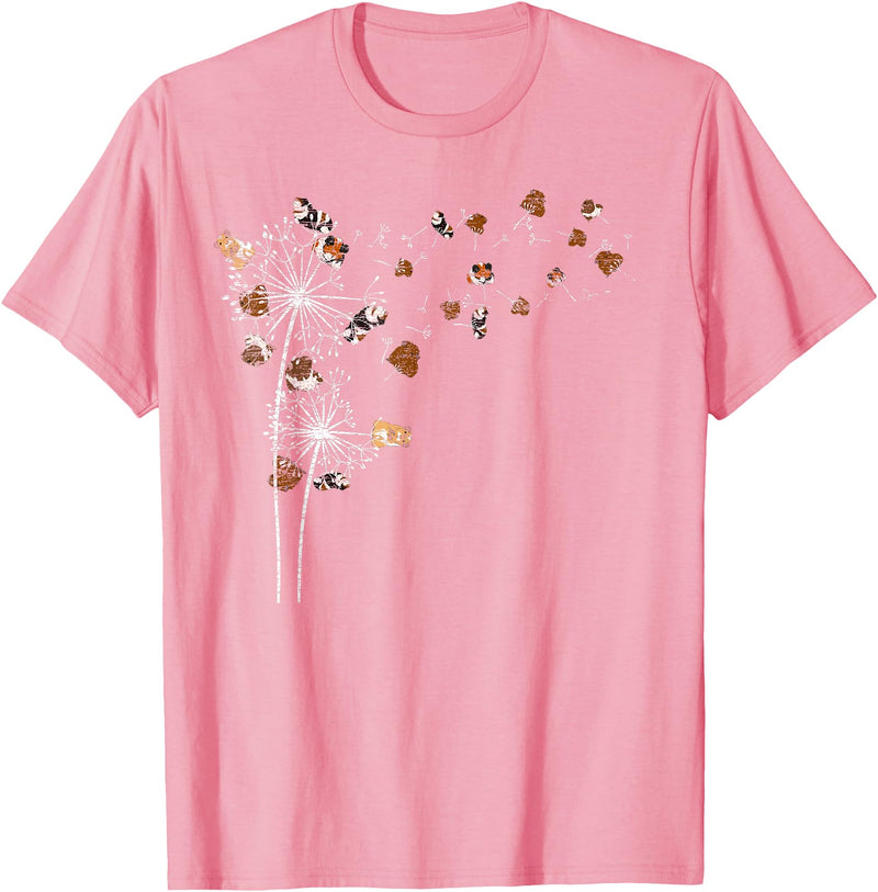 Guinea Pig Lover Animal Pet Gift Animal Lovers Rodent Dandelion Guinea Pig T-Shirt - Pink