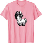 Emo Llama Tees Cute Emo Llama Kawaii Kids Boys Girls T-Shirt - Pink