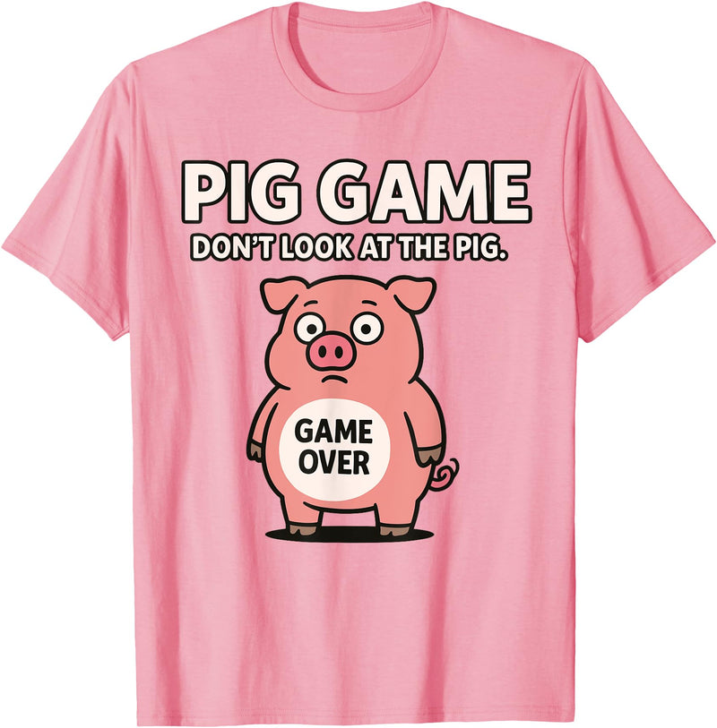 Cute Pig Tees for Men and Women Funny Pig Game T-Shirt - Pink