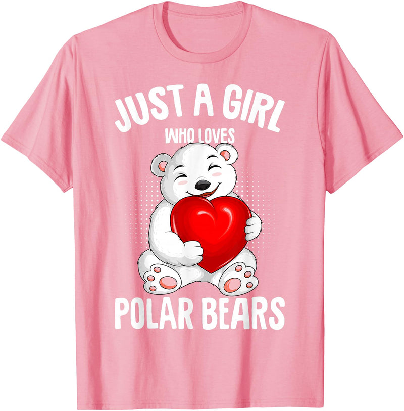Funny Polar Bear Lover Apparel & Gift Ideas Polar Bear Just A Girl Who Loves Polar Bears Kids Girls T-Shirt - Pink