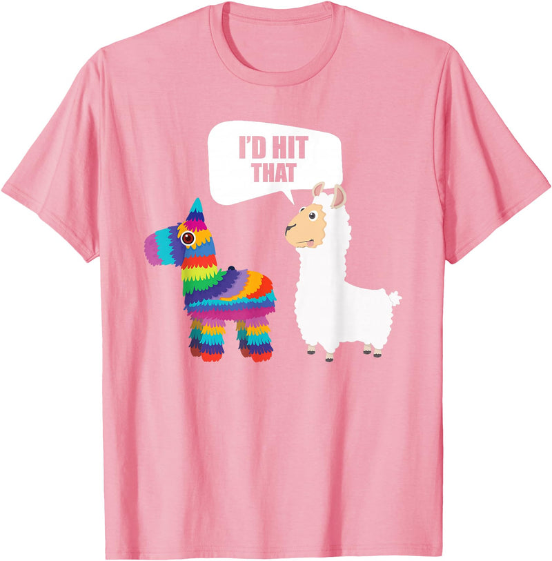 VepaDesigns Cinco De Mayo Shirt Mexican Gift Llama Id Hit That Pinata Mexican Funny Cinco de Mayo Gift T-Shirt - Pink