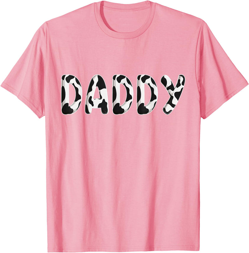 Cow Pattern Print Family Matching Birthday Shirts Cow Daddy Birthday Family Matching Fathers Day Boy Girl Men T-Shirt - Pink