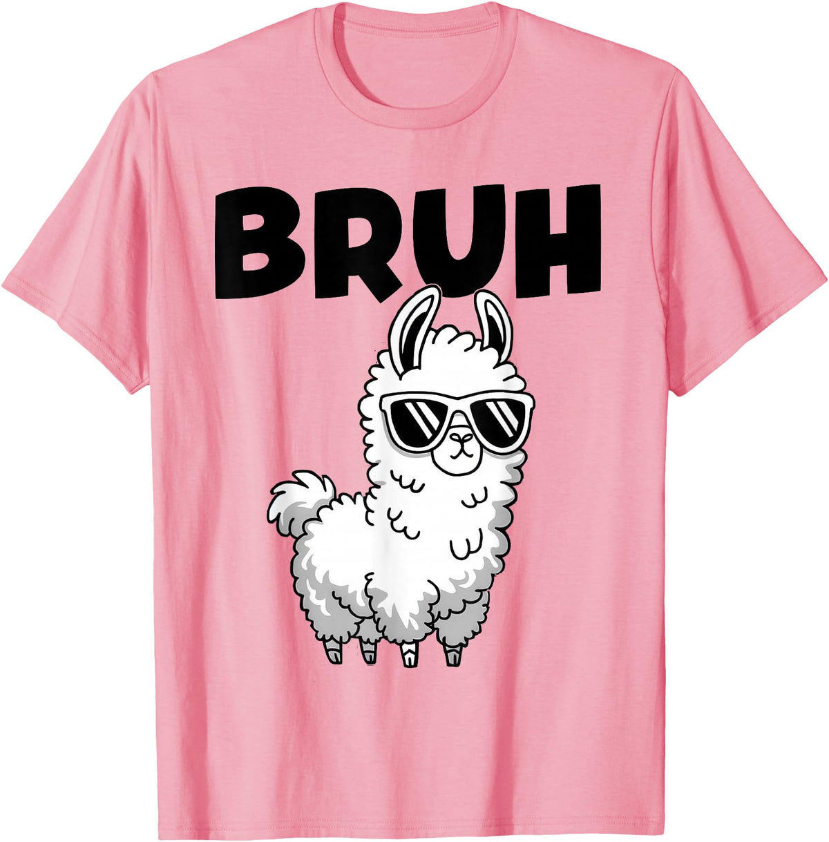 Bruh Llama Sunglasses by LazyPanda Bruh Llama Funny Alpaca Llama Boys Kids Girls Trendy Graphic T-Shirt - Pink