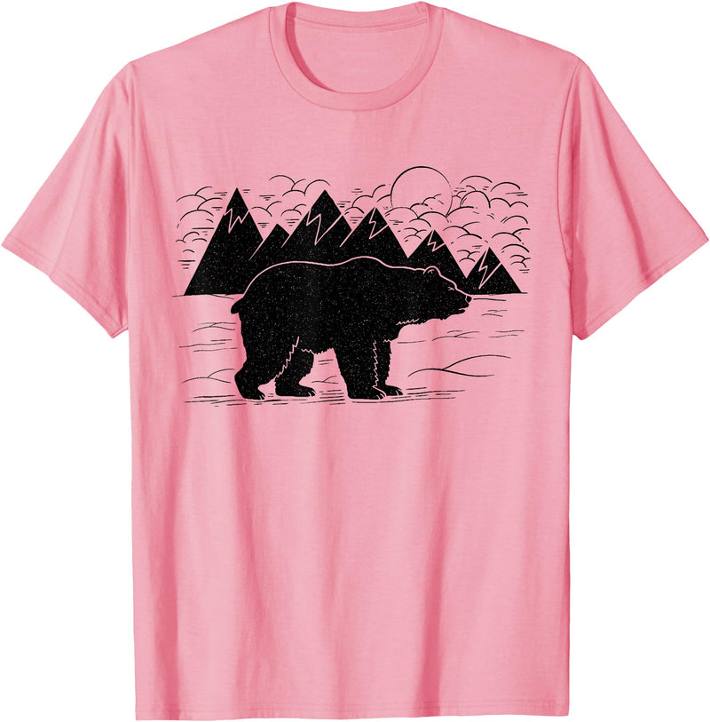 Black Bear Wildlife Animal Wilderness Graphic T-Shirt - Pink