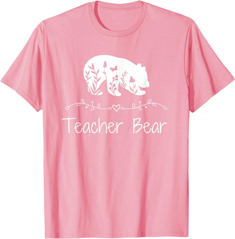 Teacher Bear Funny Teachers back to school Gifts Teacher Bear For Educators - Teacher Appreciation T-Shirt - Pink