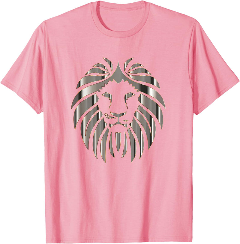 Teeshire Lion Head Tshirts Silver Lion Head Portrait Safari Animal Novelty Gift T-Shirt T-Shirt - Pink